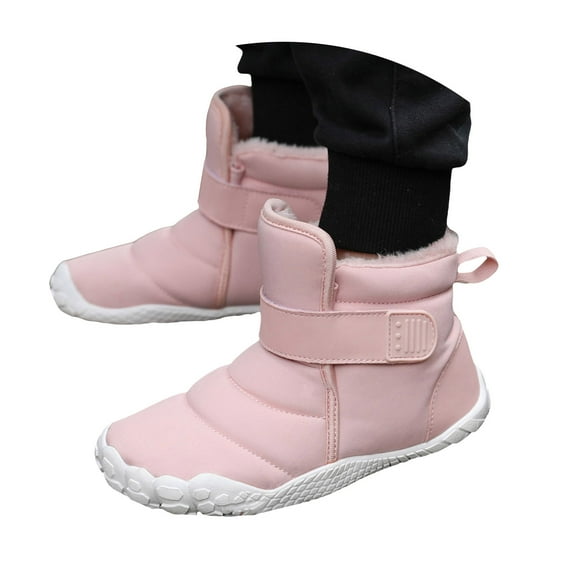 Dakaela Toddler Boots Girls Boys Wide Winter Snow Boot Kids Zero Drop Barefoot Hiking Shoes Indoor Outdoor Fleece Sneakers Pink Size 9