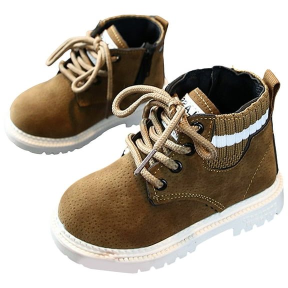 Dakaela Toddler Boys Girls Combat Boots Kids Work Winter Snow Booties Lace Up Hiking Outdoor Shoes 0-6Y