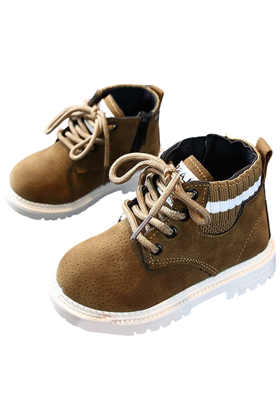 Toddler Boys Girls Combat Boots Kids Work Winter Snow Booties Lace Up Hiking Outdoor Shoes 0-6Y