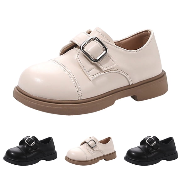 Dakaela Toddler Boys Girls Dress Shoes Little Kids School Uniform Formal Casual Oxfords Round Toe Slip on Wedding Party Loafers Flats Beige 6.5