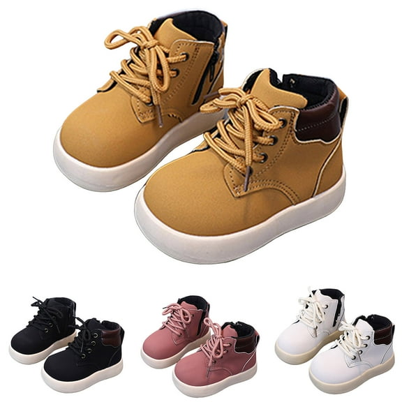 Dakaela Toddler Boys Girls Work Boots Kids Lace up Winter Combat Booties Platform High Top Casual Hiking Outdoor Sneakers Shoes Beige 6