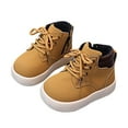 thumbnail image 1 of Dakaela Toddler Boys Girls Work Boots Kids Lace up Winter Combat Booties Platform High Top Casual Hiking Outdoor Sneakers Shoes Yellow 11, 1 of 7