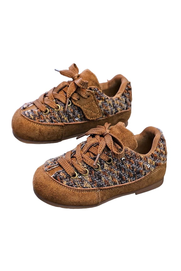 Toddler Boys Retro Sneakers Round Toe Lace up Running Walking Tennis Shoes Suede School Uniform Casual Oxfords Dress Shoes Khaki 8