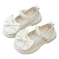 thumbnail image 1 of Dakaela Toddler Girl Dress Shoes 12-18 Months Bow School Mary Jane 3T 4T 5T 6T Little Kid Princess Flats Loafers with Pearl Strap White Size 12, 1 of 6