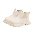 thumbnail image 1 of Dakaela Toddler Girls Boys Combat Ankle Boots Little Kid Waterproof Chelsea Fall Booties Leather Comfort Outdoor Work Shoes White 11.5, 1 of 4