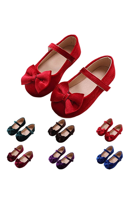 Toddler Girls Dress Shoes Bowknot Suede Mary Jane Ballerina Ballet Flats Wedding Party School Uniform Slip on Loafers Blue 6