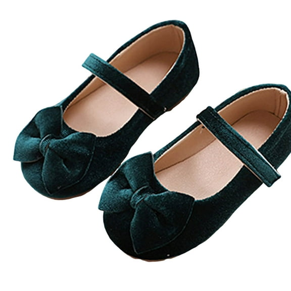 Dakaela Toddler Girls Dress Shoes Bowknot Suede Mary Jane Ballerina Ballet Flats Wedding Party School Uniform Slip on Loafers Green 6