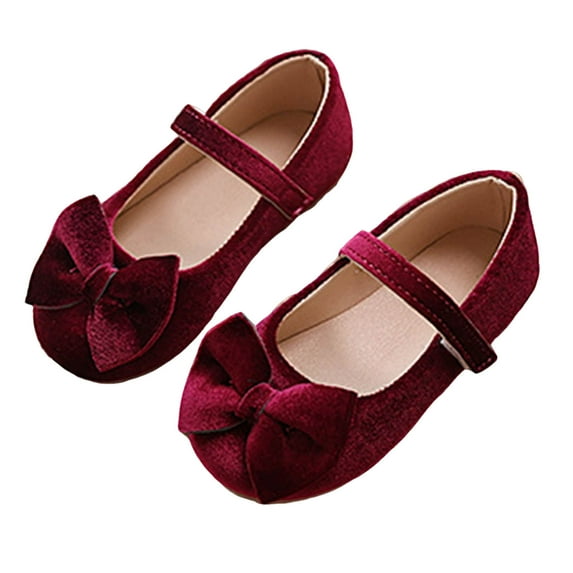 Dakaela Toddler Girls Dress Shoes Bowknot Suede Mary Jane Ballerina Ballet Flats Wedding Party School Uniform Slip on Loafers Hot Pink 12