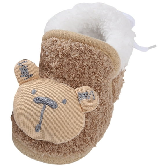 Dakaela Toddler Slippers Cute Animal Slip on House Shoes for Girls Boys Winter Warm Socks Newborn Crib Walking Shoes Khaki