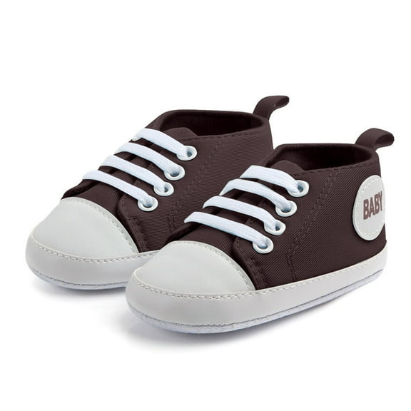 Dakaela Unisex Baby Boys Girls Canvas Shoes Newborn Non Slip High Top Sneakers Infant Flat Loafers Toddler First Walkers Shoes Coffee