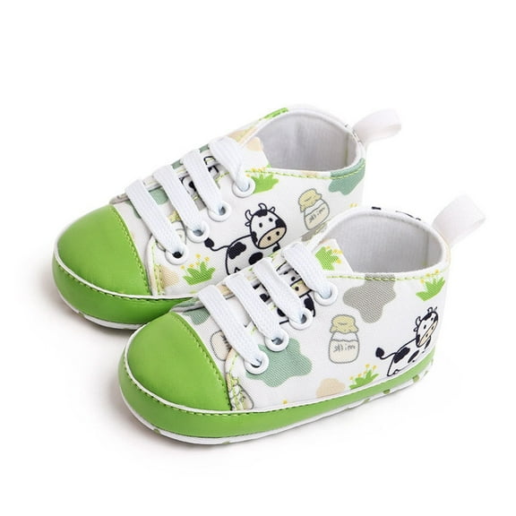 Dakaela Unisex Baby Boys Girls Shoes Newborn Infant Anti Slip Canvas Sneakers Toddler First Walkers Crib Shoes Green Size 3.5
