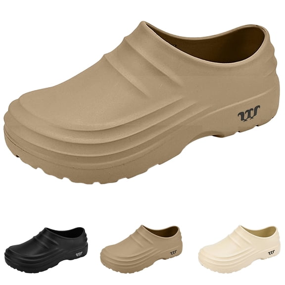 Dakaela Unisex Chef Shoes Mens Womens Non Slip Work Clogs Lightweight Comfortable Garden Mules for Kitchen Restaurant Nursing Beige 6
