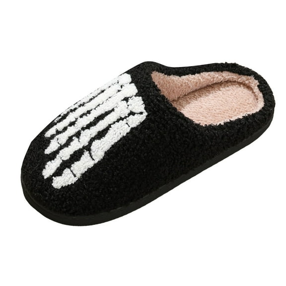 Dakaela Unisex Halloween Slippers for Women Men Soft Plush Fuzzy Winter House Shoes for Indoor Outdoor