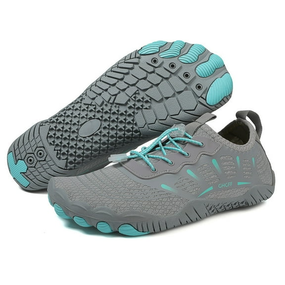 Dakaela Unisex Mens Womens Hiking Water Shoes Quick Dry Barefoot Aqua Sneakers for Swim Beach Gray 7