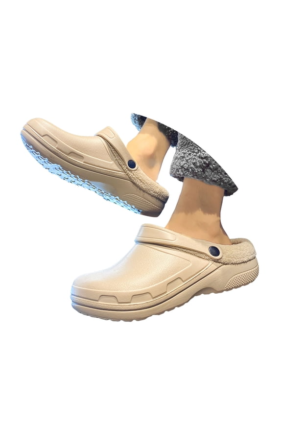 Unisex Winter Fleece Clogs Women Men Walking Garden Shoes House Slippers Indoor Outdoor Mules