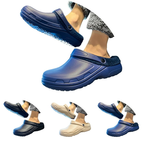 Dakaela Unisex Winter Fleece Clogs Women Men Walking Garden Shoes House Slippers Indoor Outdoor Mules