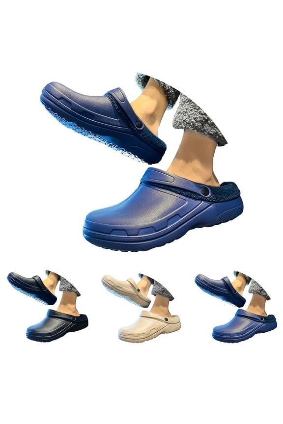 Unisex Winter Fleece Clogs Women Men Walking Garden Shoes House Slippers Indoor Outdoor Mules