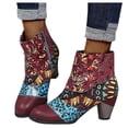 thumbnail image 1 of Dakaela Vintage Boho Ankle Boots for Women Colorful Leather Round Toe Chunky High Heel Dress Short Booties for Party Casual Work Daily Wear Size 6-10, 1 of 7