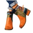 thumbnail image 1 of Dakaela Vintage Boots for Women Leather Boho Round Toe Ankle Booties Retro Steel Toe Dress Short Boots, 1 of 5