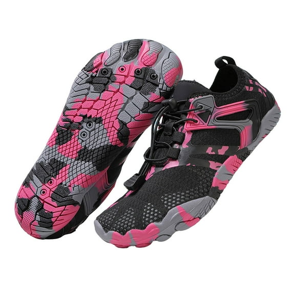 Dakaela Water Shoes Mens Womens Barefoot Shoes Quick Dry Aqua Outdoor Sports Hiking Sneakers Pink 10.5