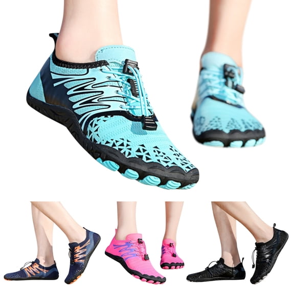 Dakaela Water Shoes for Men Women Quick Dry Barefoot Beach Swim Socks Hiking Walking Sneakers Blue 9.5