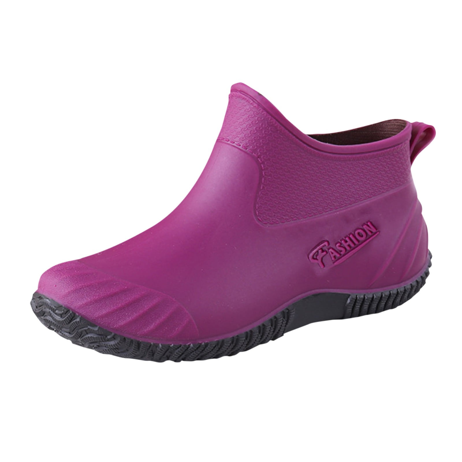 Dakaela Waterproof Rain Boots for Women Rubber Sole Garden Shoes Anti Slip Rainboots Booties Purple 7