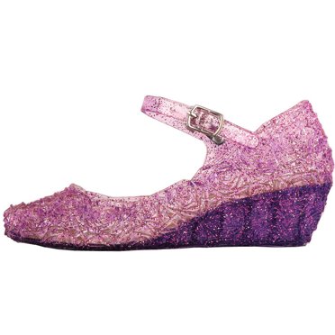 ELSA & ANNA Girls Princess Wedge Party Shoes Sandals SIL15 – Silver Glitter