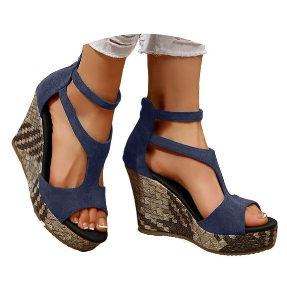 Dakaela Wedge Platform Sandals for Women Ankle Strap Peep Toe Dress Shoes Non Slip Wedding Work Pumps