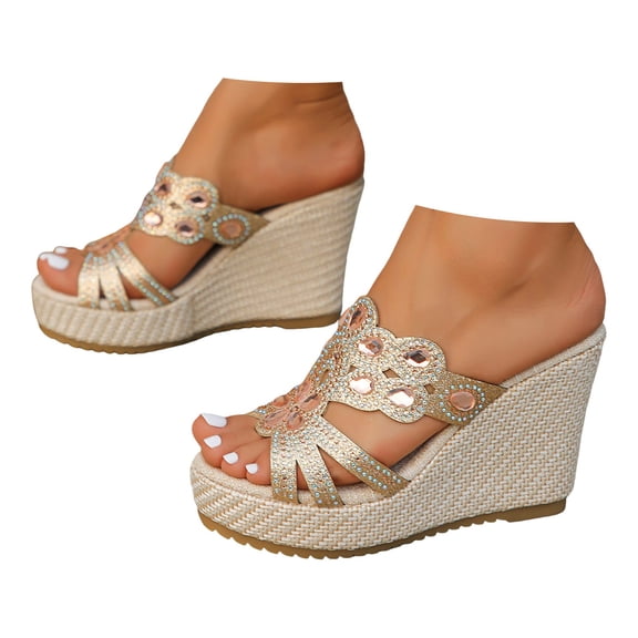 Dakaela Wedge Sandal for Women 2025 Espadrilles Walking Slip on Shoes Summer Beach High Heel Slides