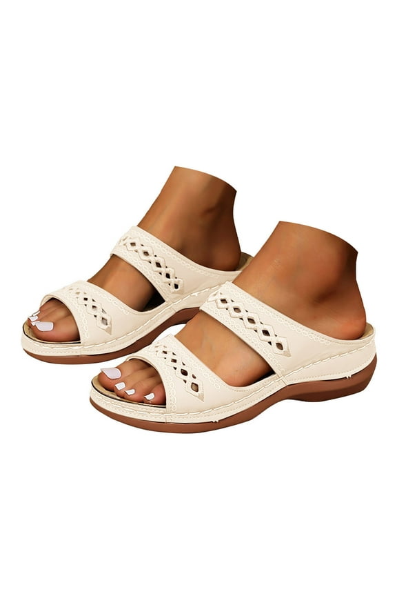 Wedge Sandals Women Orthopedic Summer Shoes Comfortable Open Toe Platform Slides White 7