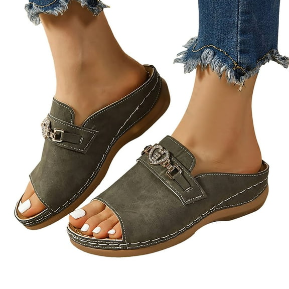 Dakaela Wedge Sandals for Women 2025 Arch Support Orthopedic Platform Slides Slip on Casual Work Shoes