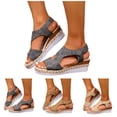 thumbnail image 1 of Dakaela Wedge Sandals for Women Comfortable Platform Slingback Slip on Espadrille Open Toe Ankle Strap Summer Beach Walking Shoes Size 6-10, 1 of 9