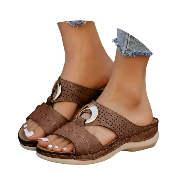 Dakaela Wedge Sandals for Women Low Heel Dressy Orthopedic Sandal Arch Support Slip on Summer Shoes