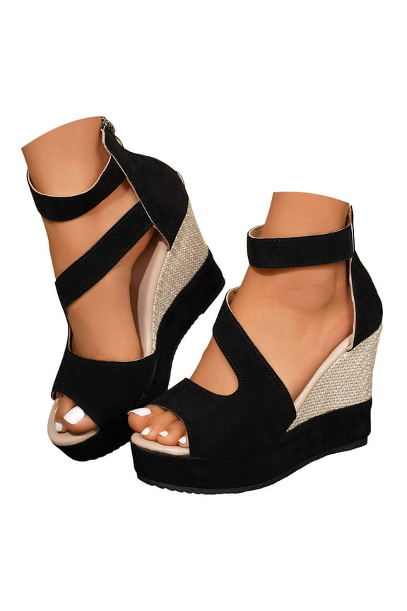 Wedge Sandals for Women Platform Espadrille Ankle Strap Suede Dressy Summer High Heels Shoes
