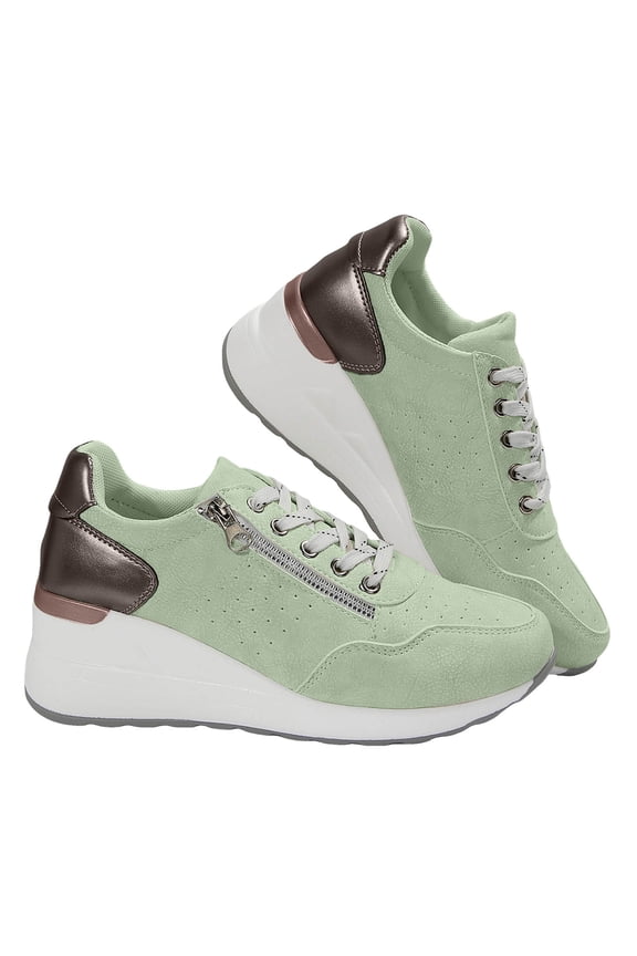 Wedge Sneakers for Women Lightweight Platform Casual Walking Shoes Tennis Lace up Loafers Green 9