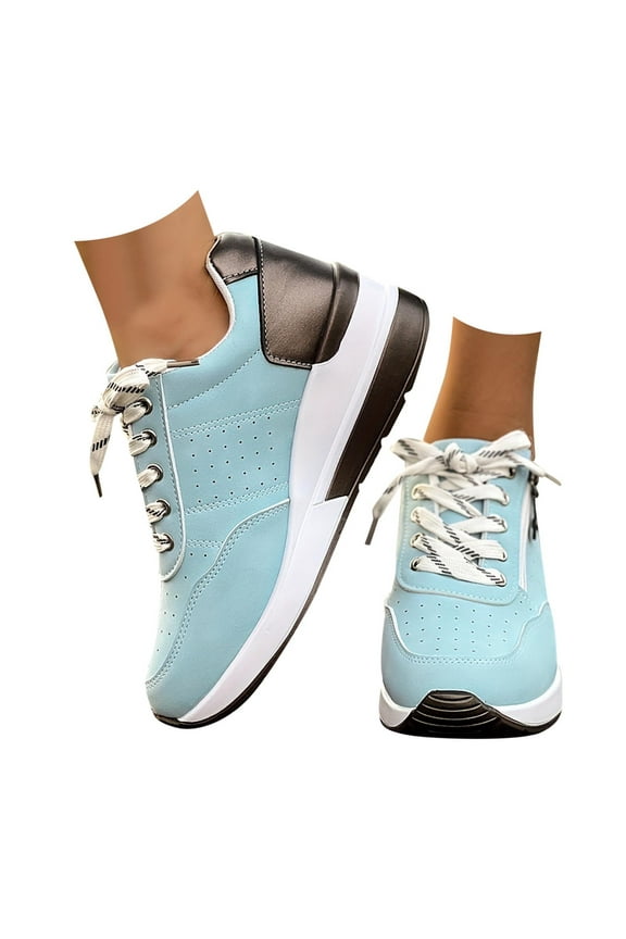 Wedge Sneakers for Women Non Slip Platform Tennis Shoes Air Cushion Casual Sneakers Blue 7