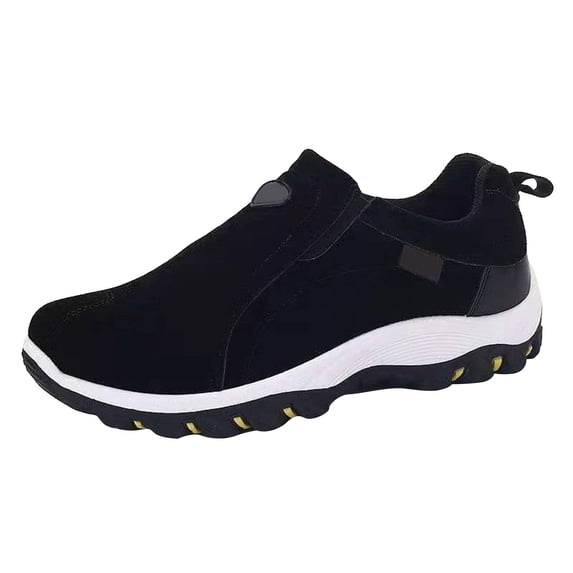 Dakaela Wide Slip on Shoes for Men Hiking Walking Loafers Arch Support Orthopedic Sneakers Black 9.5