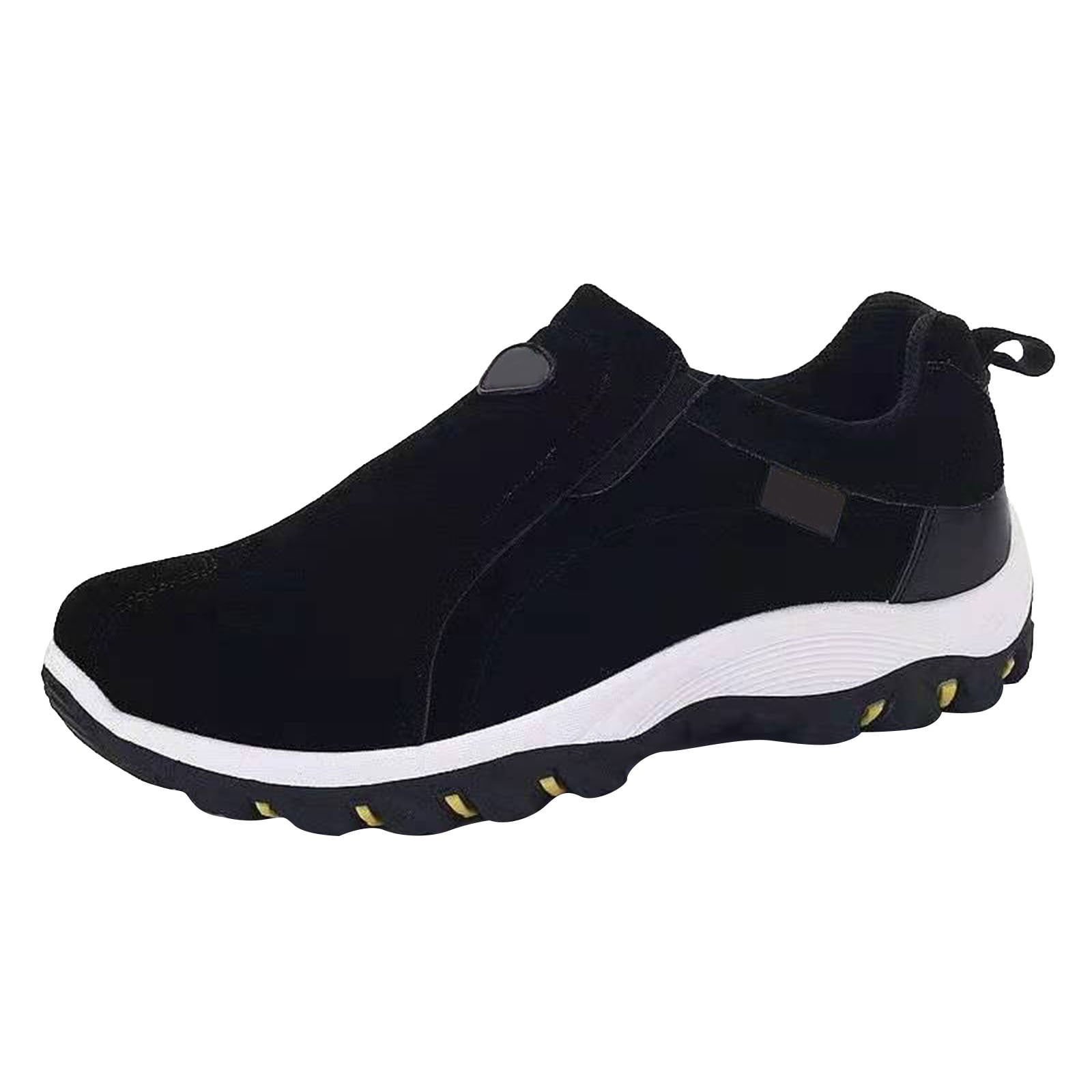 Dakaela Wide Slip on Shoes for Men Hiking Walking Loafers Arch Support Orthopedic Sneakers Black 9