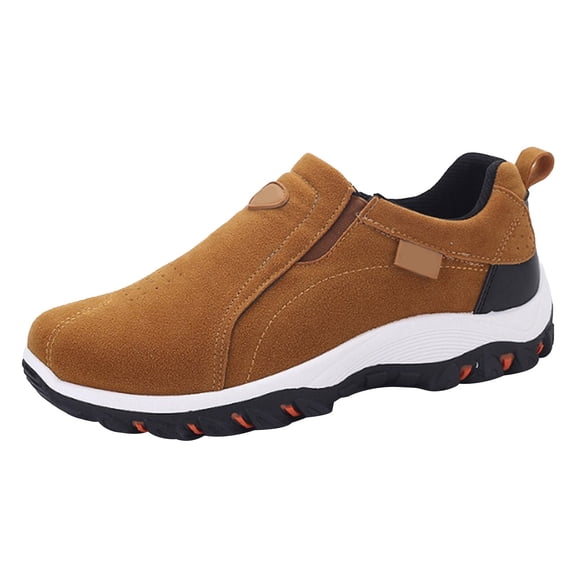 Dakaela Wide Slip on Shoes for Men Hiking Walking Loafers Arch Support Orthopedic Sneakers Brown 9