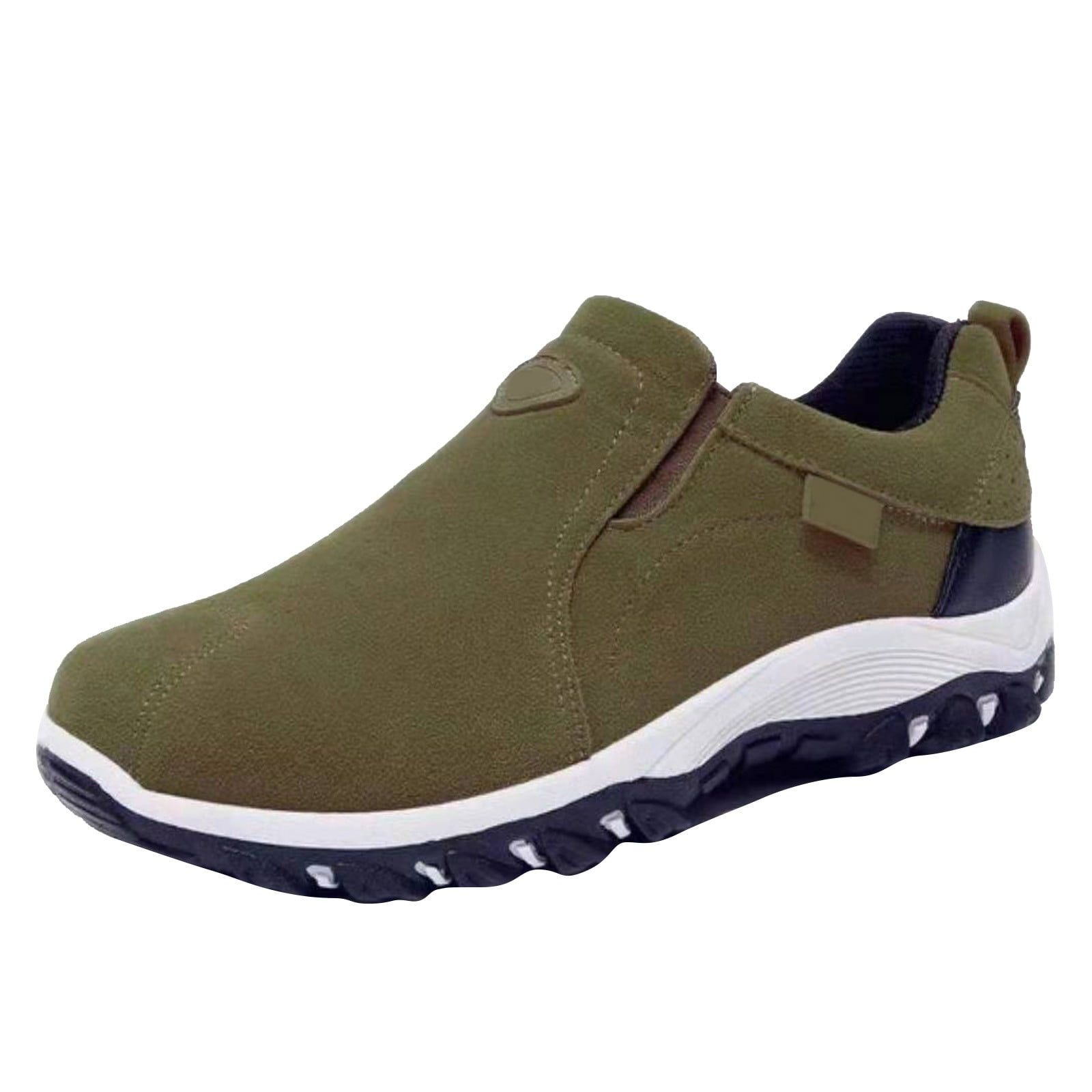Dakaela Wide Slip on Shoes for Men Hiking Walking Loafers Arch Support Orthopedic Sneakers Green 9