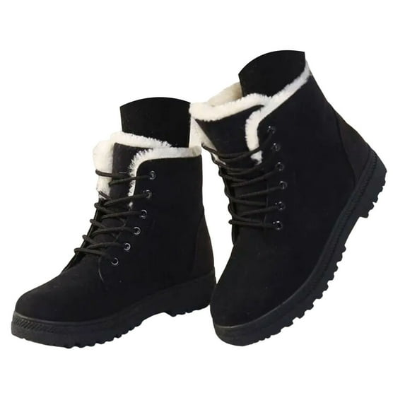 Dakaela Winter Ankle Boots for Women Waterproof Warm Hiking Snow Booties Ladies Lace up Walking Shoes