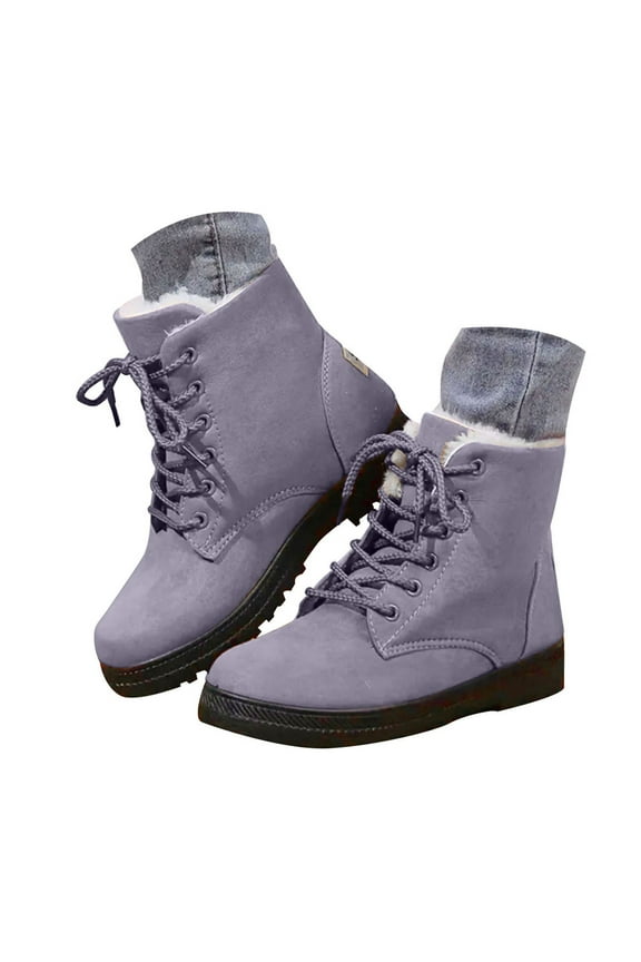 Winter Ankle Boots for Women Waterproof Warm Hiking Snow Booties Ladies Lace up Walking Shoes