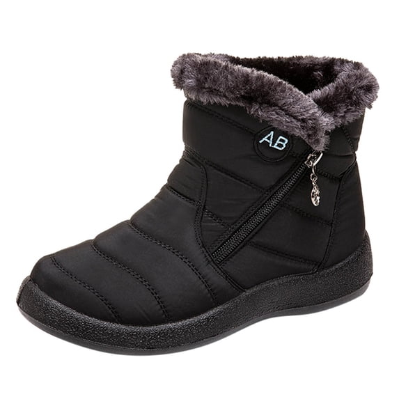 Dakaela Winter Boots for Women Fleece Lined Snow Ankle Booties Side Zipper Comfortable Waterproof Warm Outdoor Shoes for Cold Weather