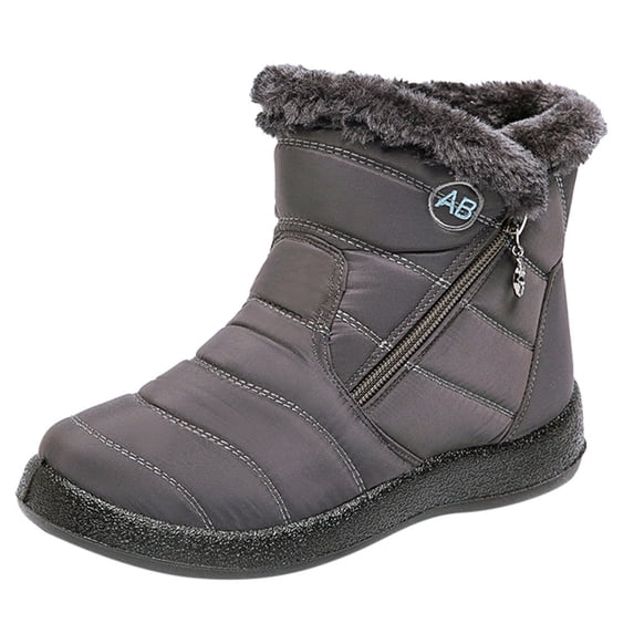 Dakaela Winter Boots for Women Fleece Lined Snow Ankle Booties Side Zipper Comfortable Waterproof Warm Outdoor Shoes for Cold Weather