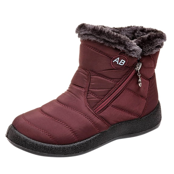 Dakaela Winter Boots for Women Fleece Lined Snow Ankle Booties Side Zipper Comfortable Waterproof Warm Outdoor Shoes for Cold Weather