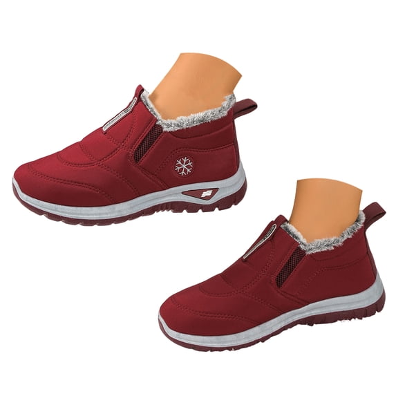 Dakaela Winter Boots for Women Warm Comfortable Slip on Ankle Snow Boots Fleece Lined Waterproof Outdoor Walking Shoes for Cold Weather