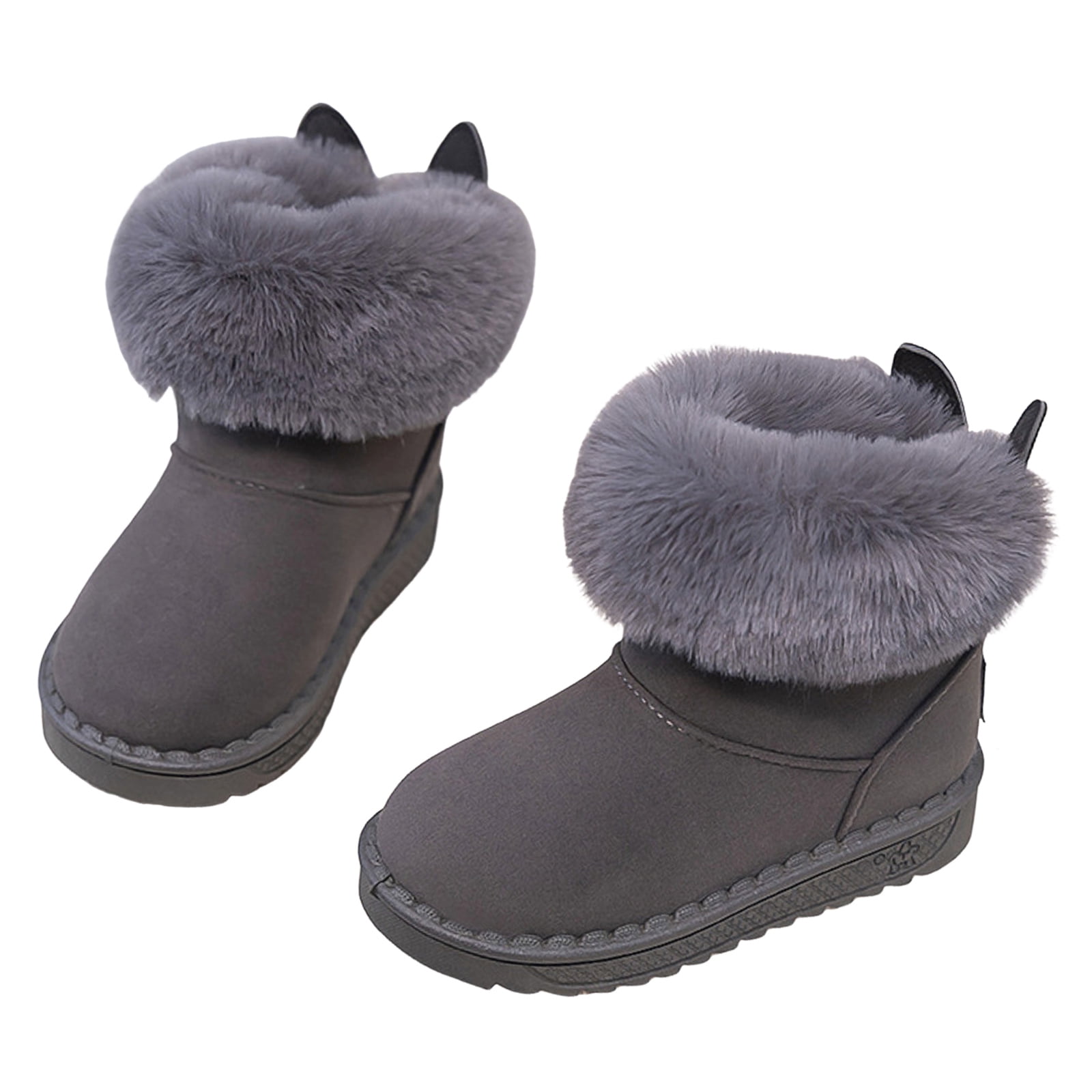 Dakaela Winter Snow Boots Boys Girls Soft Warm Shoes Toddler Plush Slip on Booties Kids Outdoor Boot