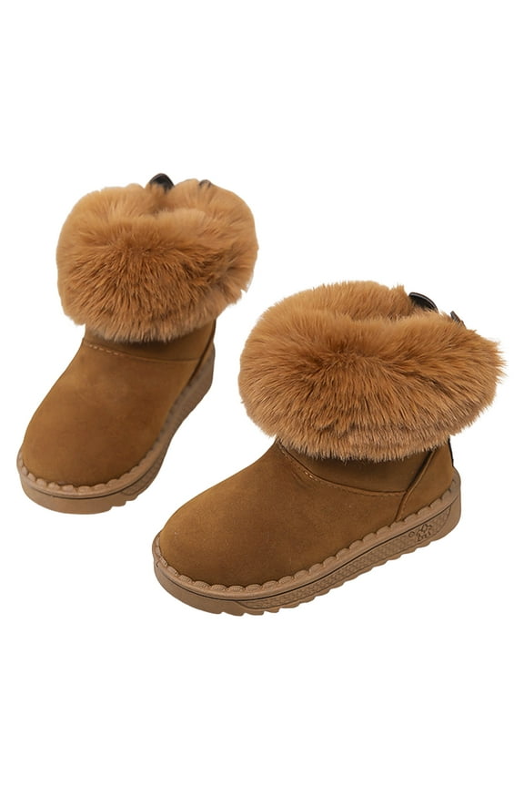 Winter Snow Boots Boys Girls Soft Warm Shoes Toddler Plush Slip on Booties Kids Outdoor Boot