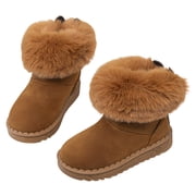 Dakaela Winter Snow Boots Boys Girls Soft Warm Shoes Toddler Plush Slip on Booties Kids Outdoor Boot