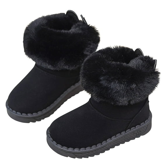 Dakaela Winter Snow Boots Boys Girls Soft Warm Shoes Toddler Plush Slip on Booties Kids Outdoor Boot